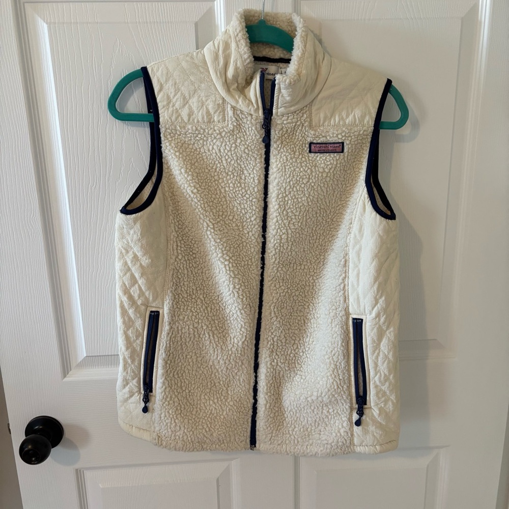 Vineyard Vines Cream Sherpa Vest